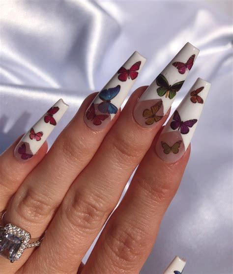 white french tip with butterflies|More.